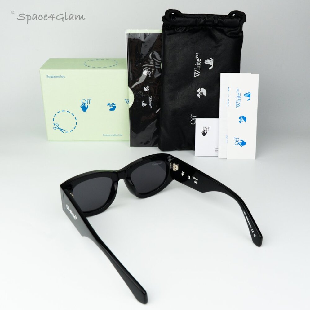 Off-White Men Sunglasses Black Grey Cat Eye OERI041 JOAN 1007 NEW AUTHENTIC - Picture 10 of 15